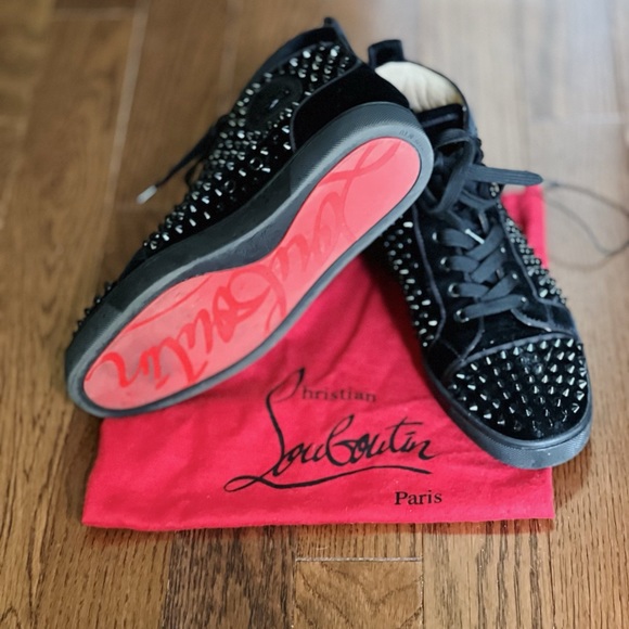 COPY - Christian Louboutin Louis Orlato Suede High-Top Sneakers - Black US Size… - Picture 2 of 6